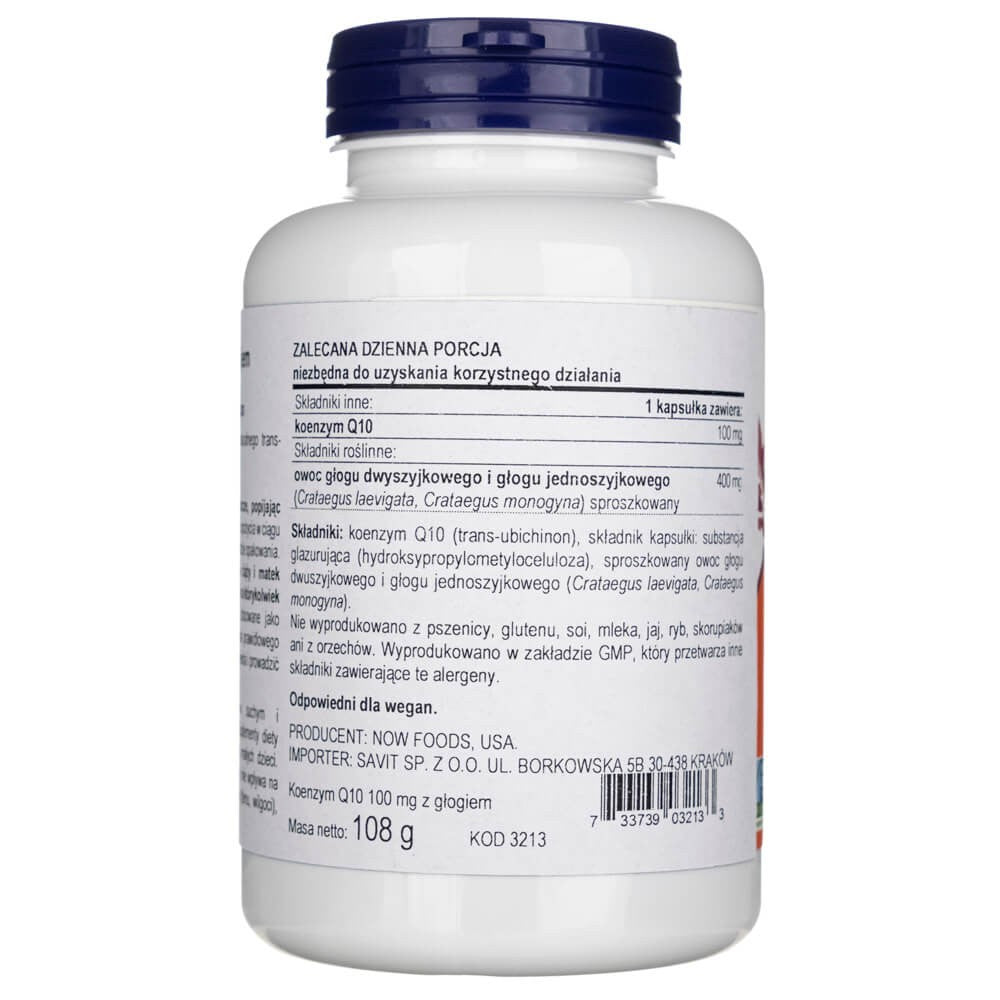 Now Foods CoQ10 100 mg ar vilkābeļu ogām - 180 kapsulas