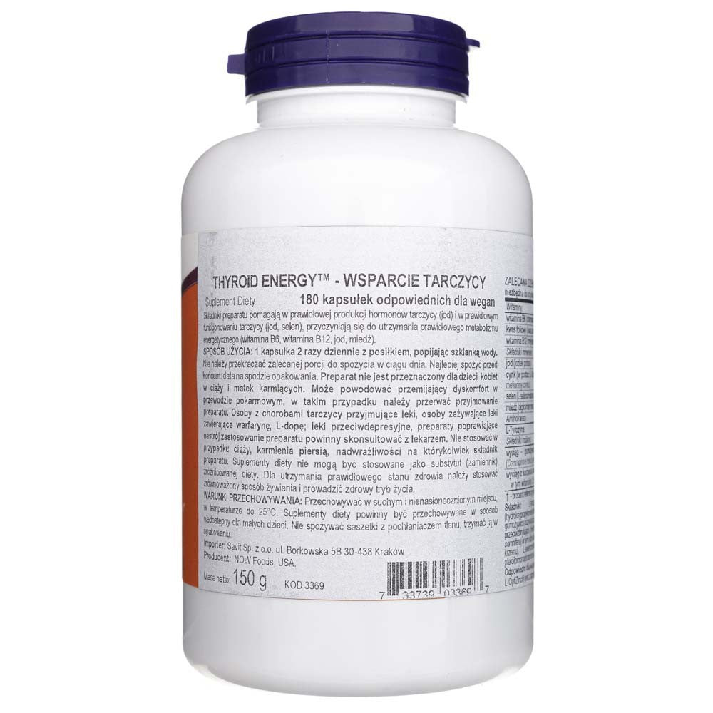 Now Foods Thyroid Energy - 180 kapsulas