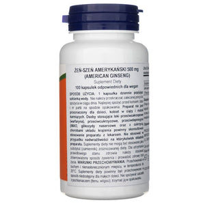 Now Foods amerikāņu žeņšeņs 500 mg - 100 kapsulas