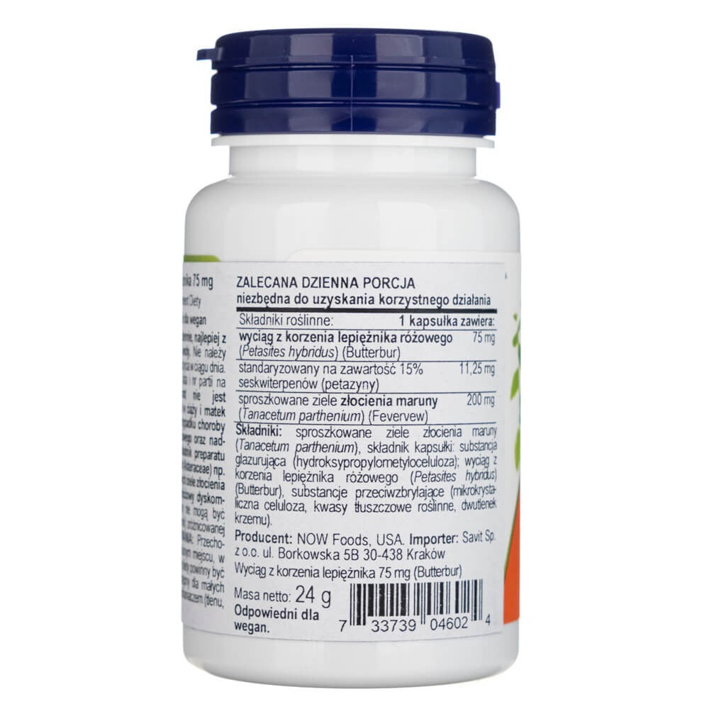 Now Foods Butterbur - 60 kapsulas