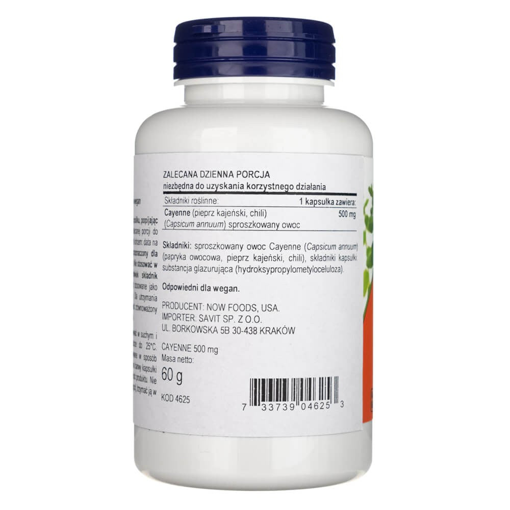 Now Foods Cayenne 500 mg - 100 kapsulas