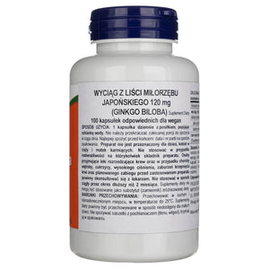 Now Foods Ginkgo Biloba divkāršas stiprības 120 mg - 100 kapsulas