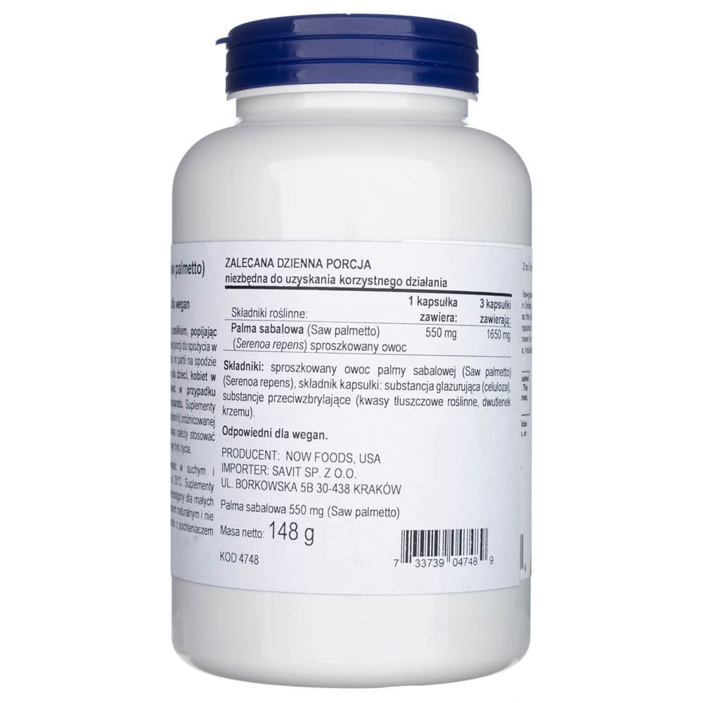 Now Foods Saw Palmetto uogos 550 mg - 250 kapsulių - Magnis.lt