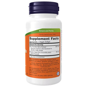 Now Foods Saw Palmetto 320 mg + moliūgų sėklų aliejus - 90 kapsulių - Magnis.lt