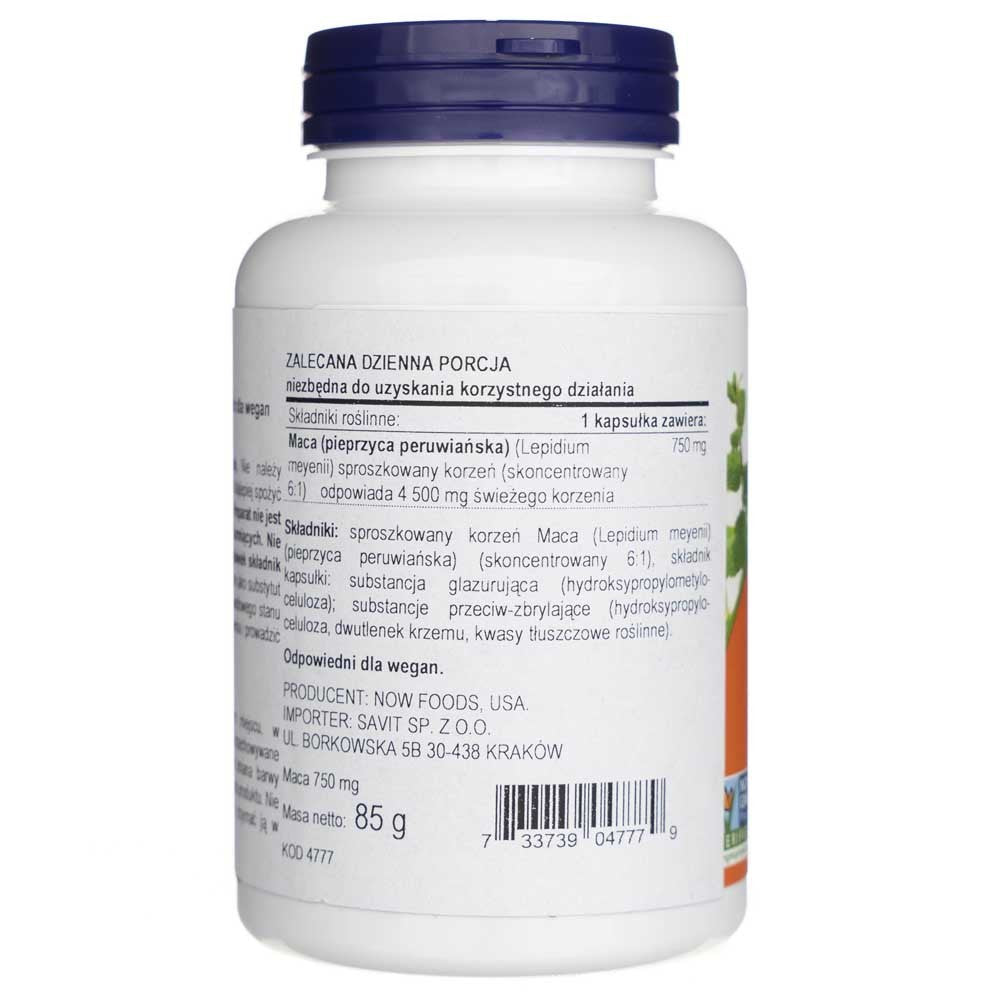 Now Foods Maca 750 mg 90 kapsulas