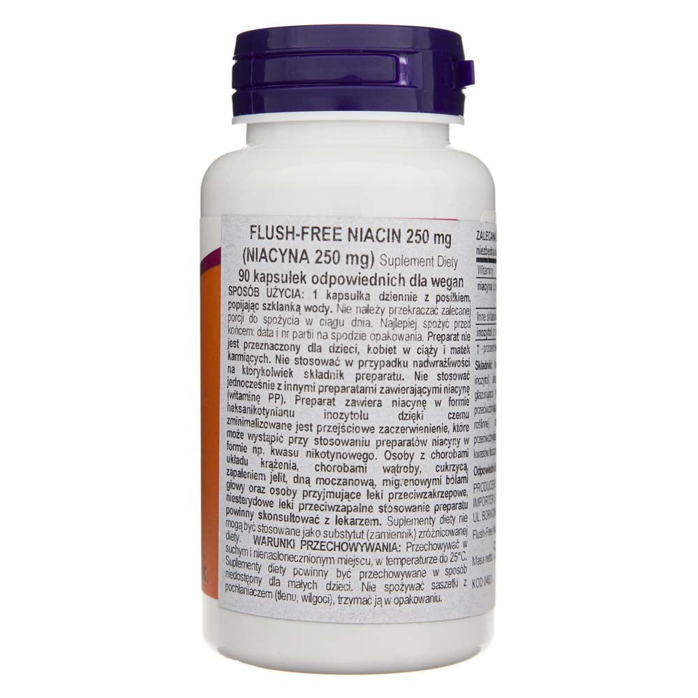 Now Foods niacīns bez skalošanas 250 mg - 90 kapsulas