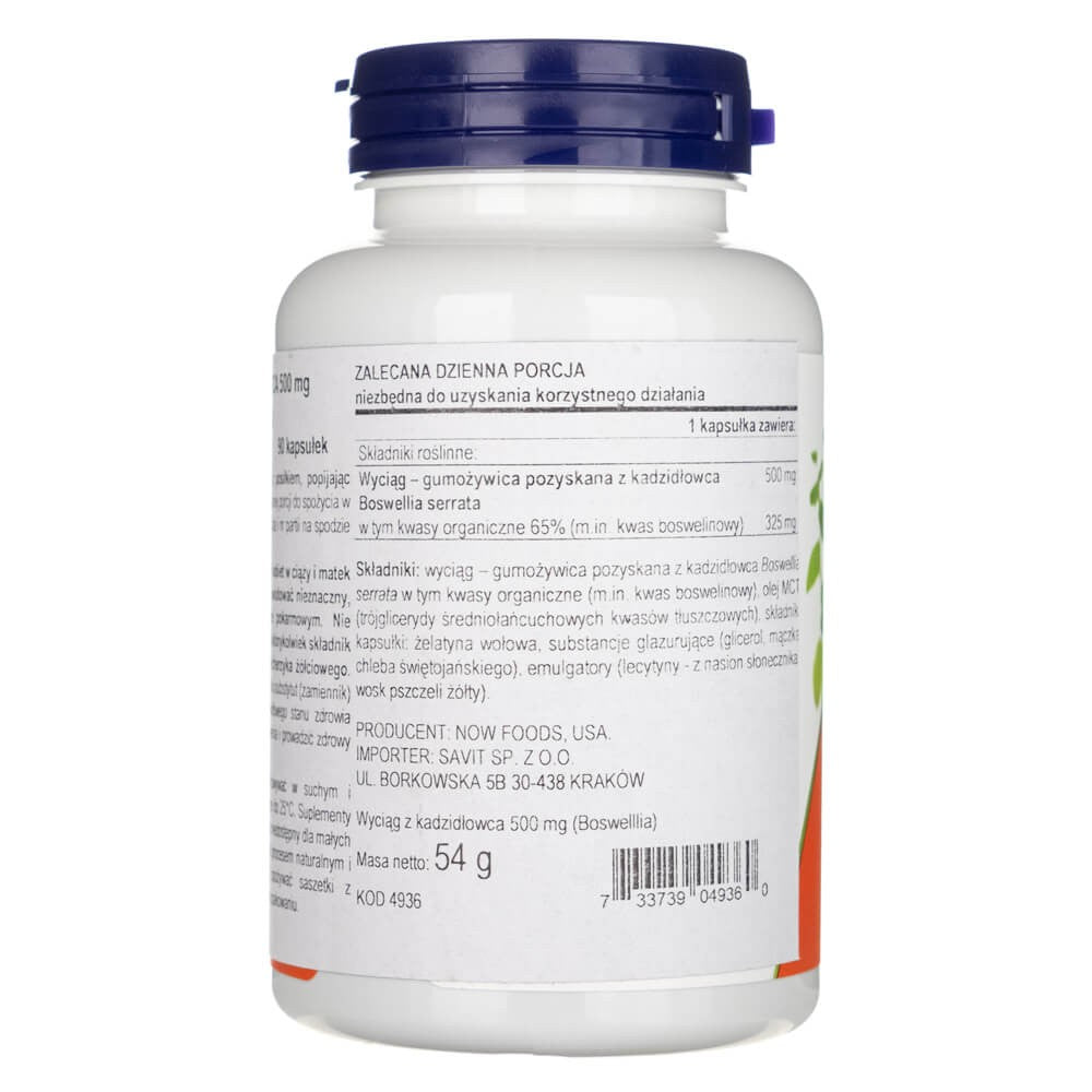 Now Foods Bosvēlijas ekstrakts 500 mg - 90 mīkstās kapsulas
