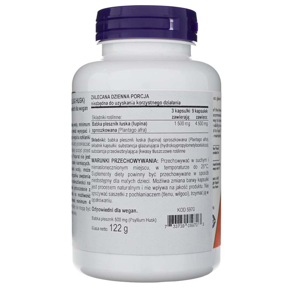 Now Foods Psyllium Husk 500 mg - 200 kapsulas