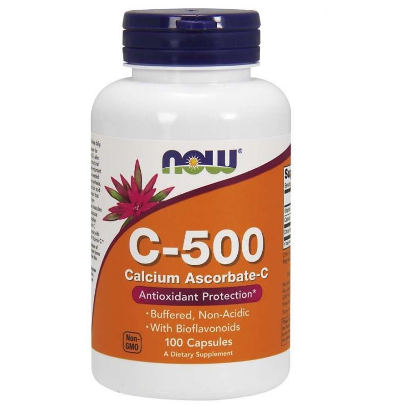 Now Foods vitamīns C-500 buferēts (kalcija L-askorbāts) - 100 kapsulas