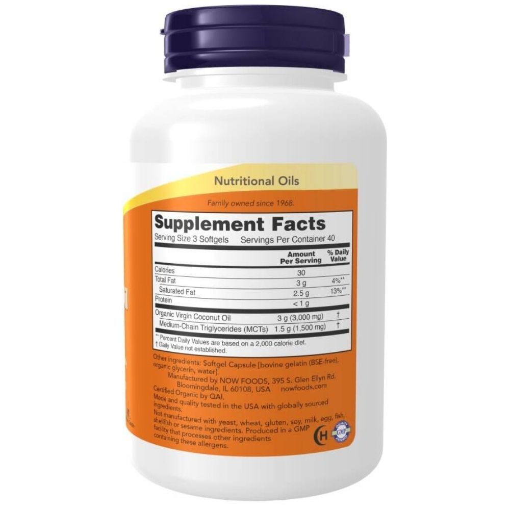 Now Foods Kokosriekstu eļļa 1000 mg - 120 kapsulas