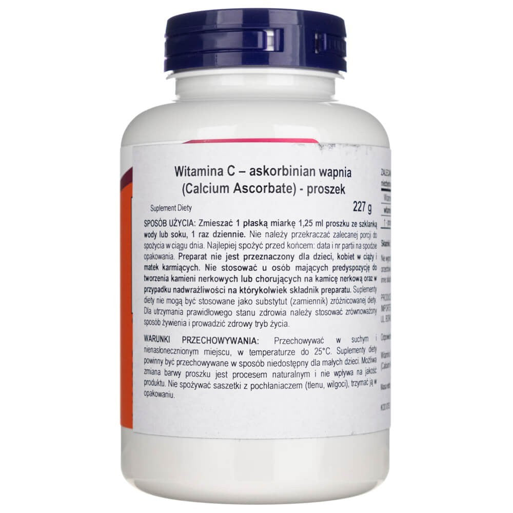 Now Foods kalcija askorbāta pulveris - 227 g