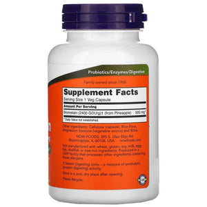 Now Foods Bromelaīns 500 mg, 2400 GDU/g - 120 kapsulas