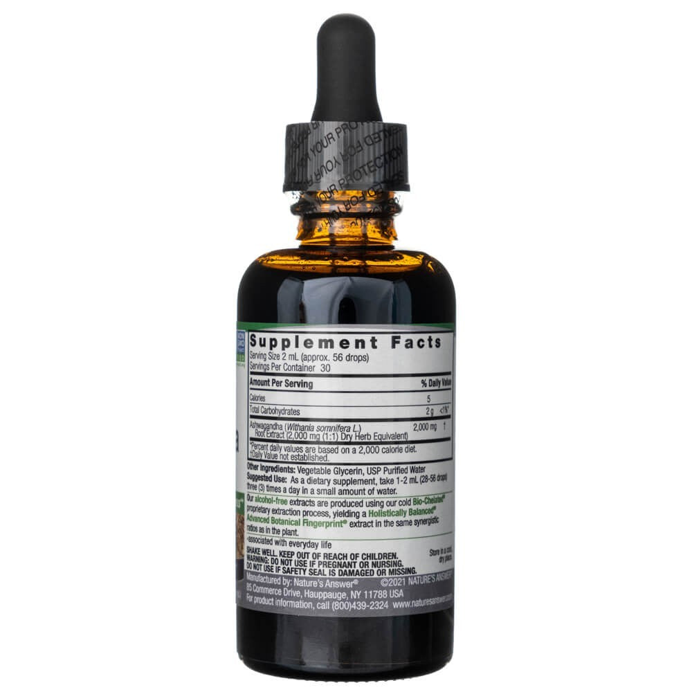 Nature's Answer Ašvaganda, šķidrais ekstrakts, bez spirta 2000 mg - 30 ml