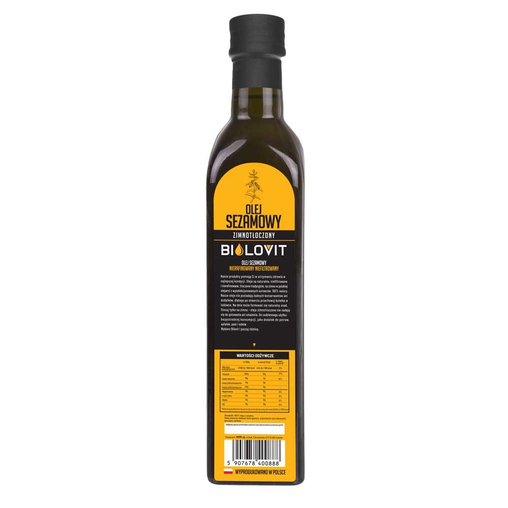 Bilovit aukstās presēšanas sezama eļļa - 500 ml