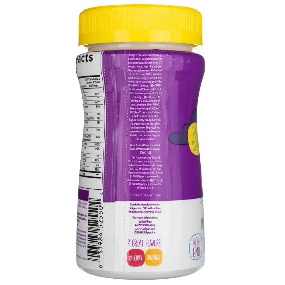 Solgar U-Cubes multivitamīni un minerālvielas bērniem - 60 košļājamās gumijas konfektes