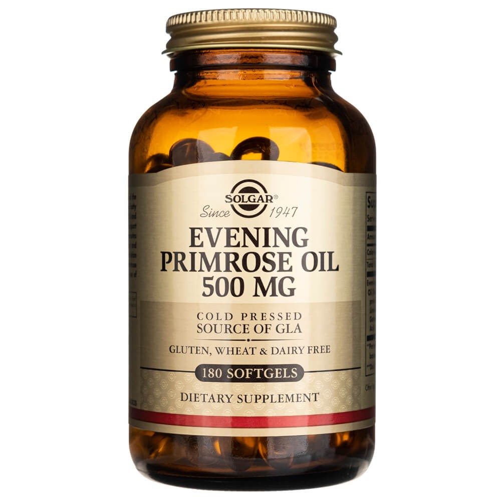 Solgar naktinės žvakės aliejus 500 mg - 180 mīksto kapsulu