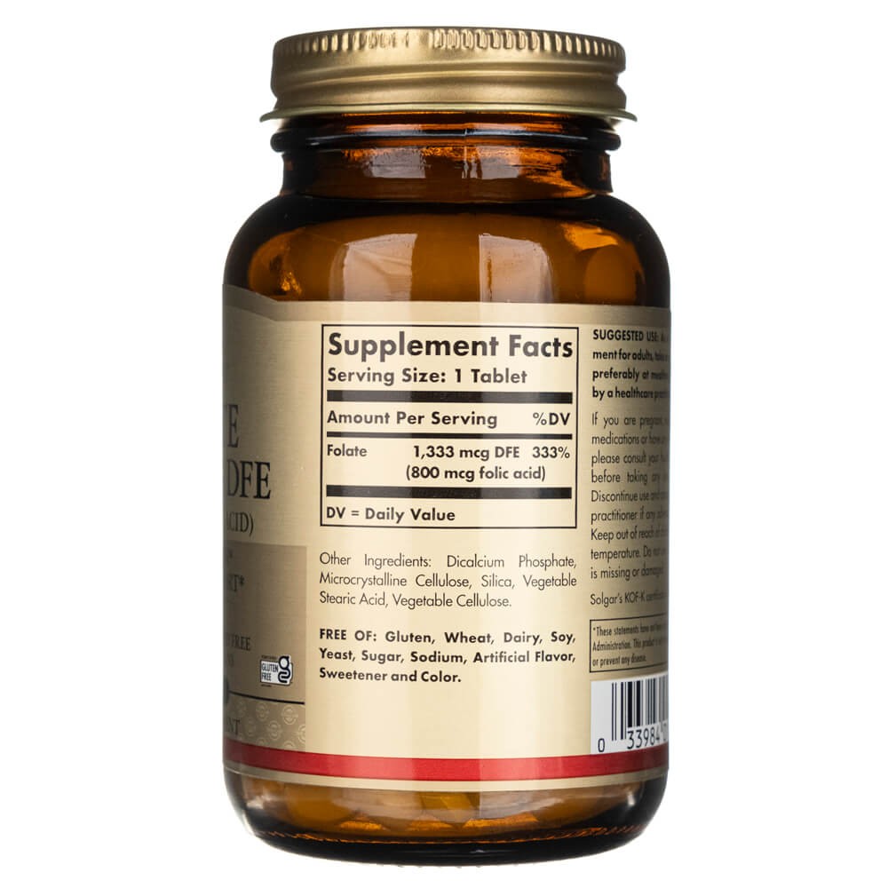 Solgar folāts 1333 mcg DFE (800 mcg folijskābes) – 250 tabletes