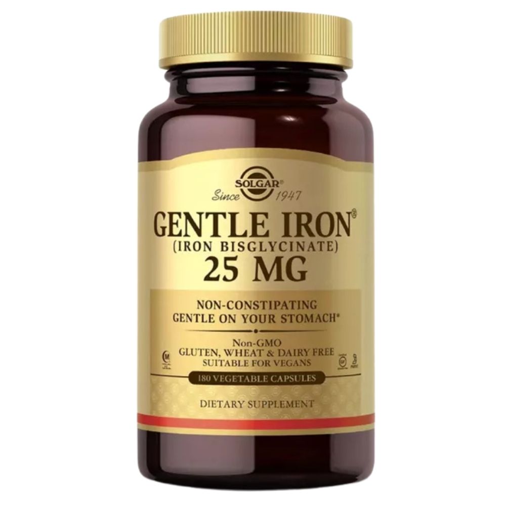Solgar Gentle Iron, aminoskābju helāts 25 mg ASV - 180 kapsulas