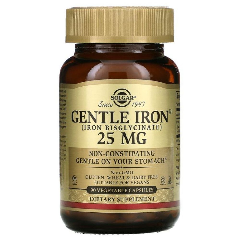 Solgar Gentle Iron, aminoskābju helāts 25 mg ASV - 90 kapsulas