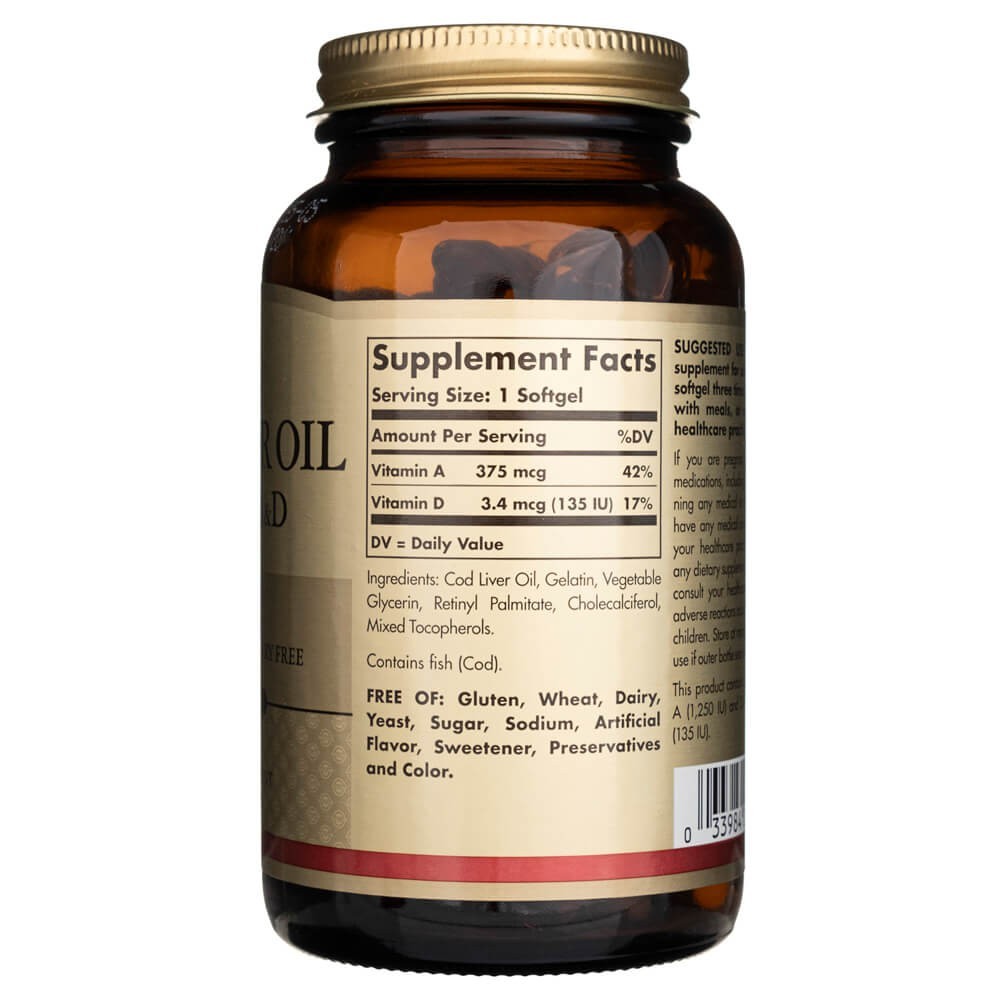 Solgar mencu aknu eļļa (A un D vitamīni) - 250 mīkstās želejas kapsulas