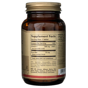 Solgar C vitamīns 500 mg ar mežrozītiem - 100 tabletes