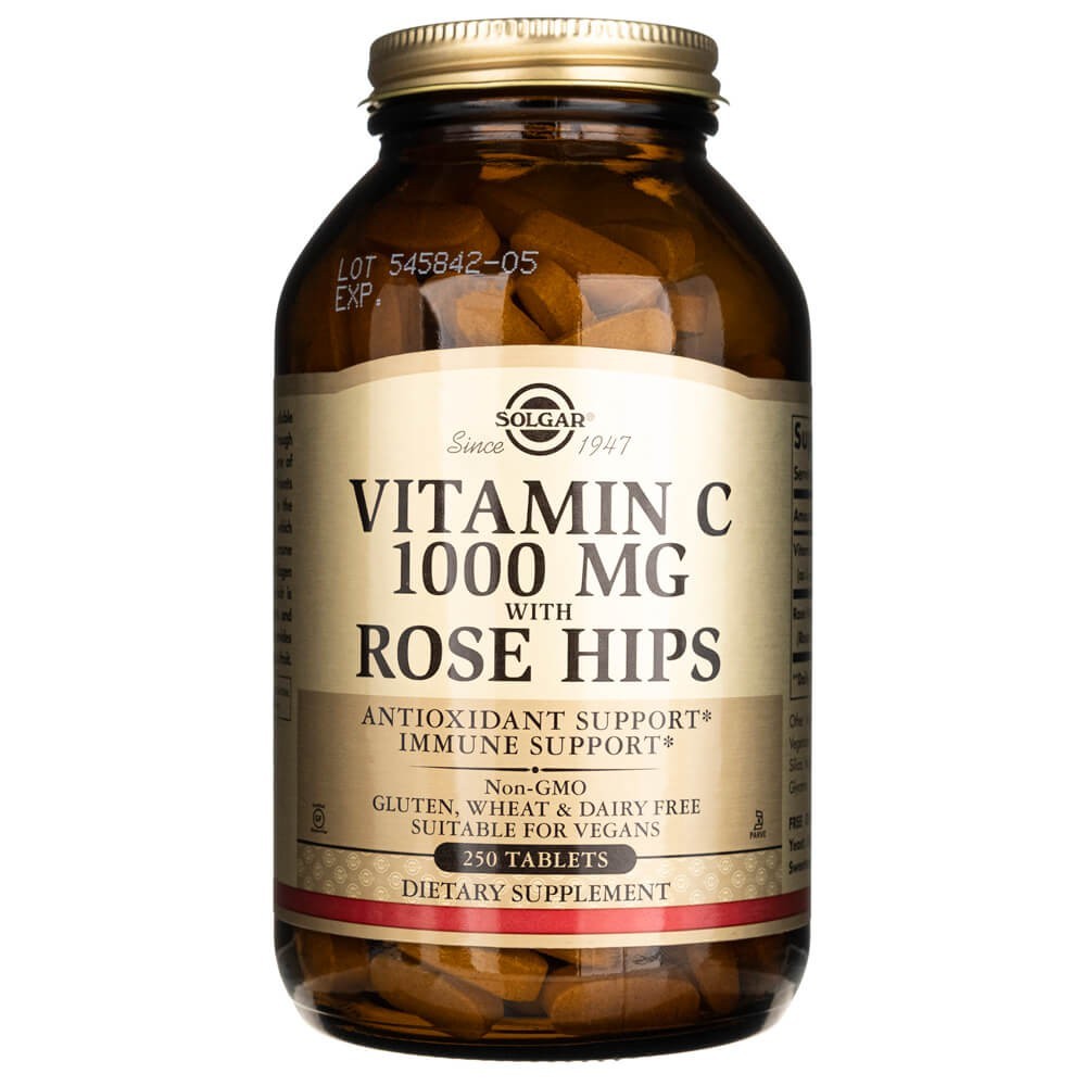 Solgar C vitamīns 1000 mg ar mežrozītēm – 250 tabletes