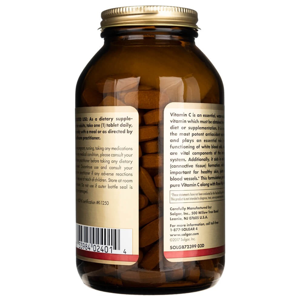 Solgar C vitamīns 1000 mg ar mežrozītēm – 250 tabletes