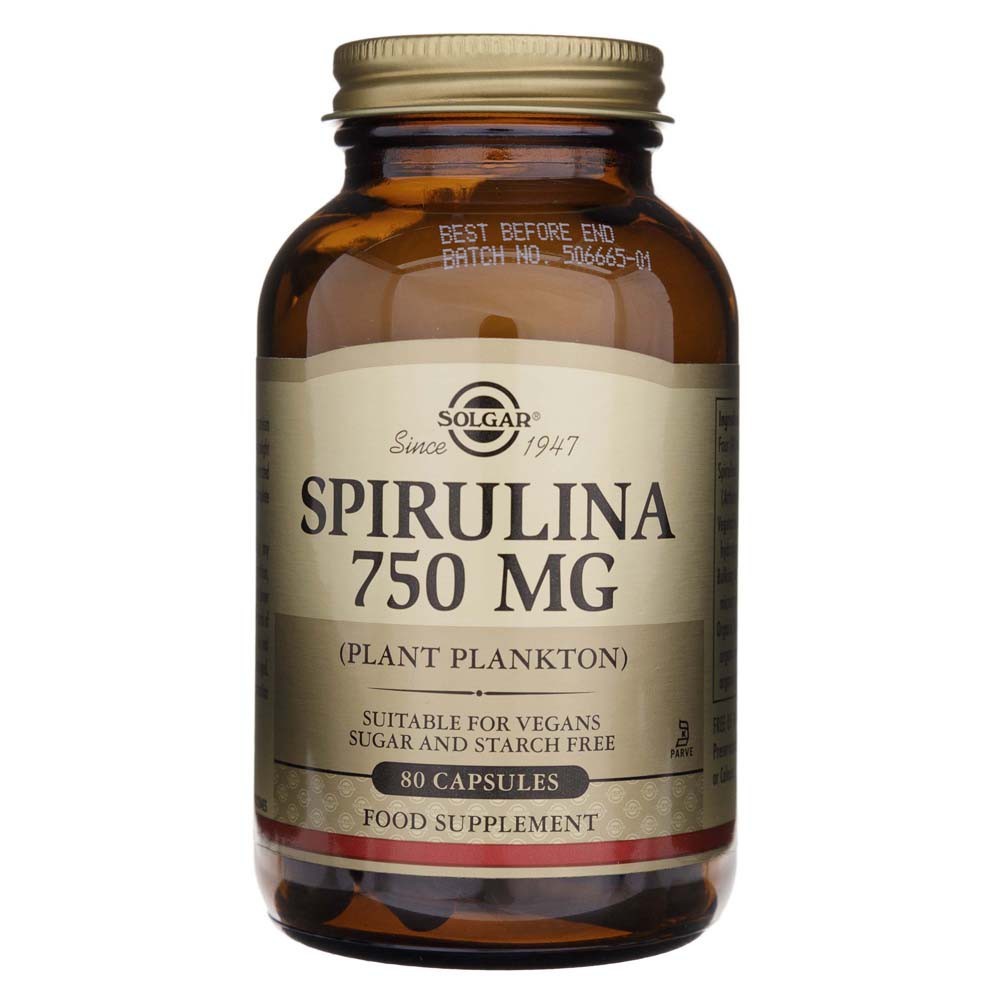 Solgar Spirulina 750 mg - 80 kapsulių - Magnis.lt