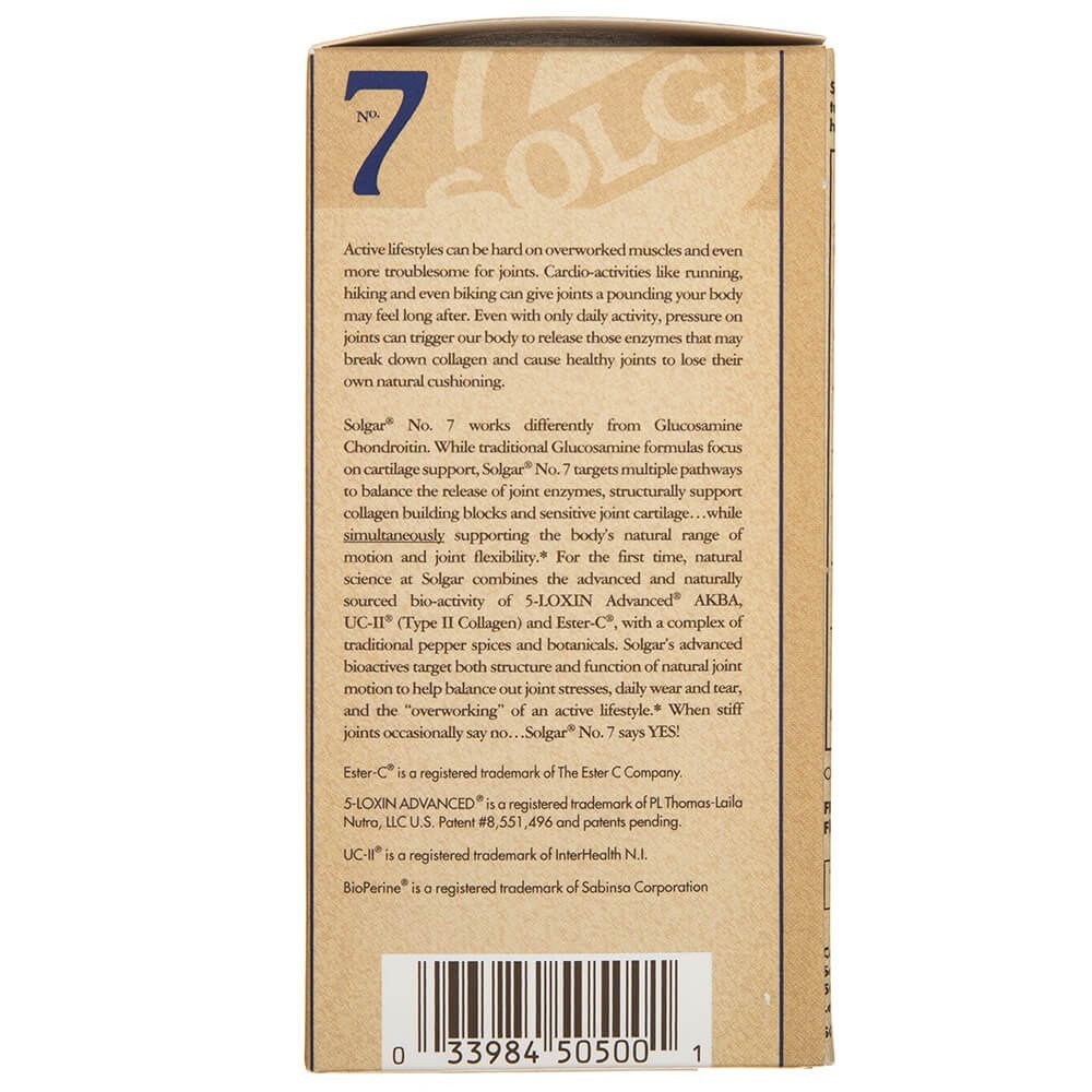 Solgar Nr. 7, locītavu atbalstam – 60 kapsulas
