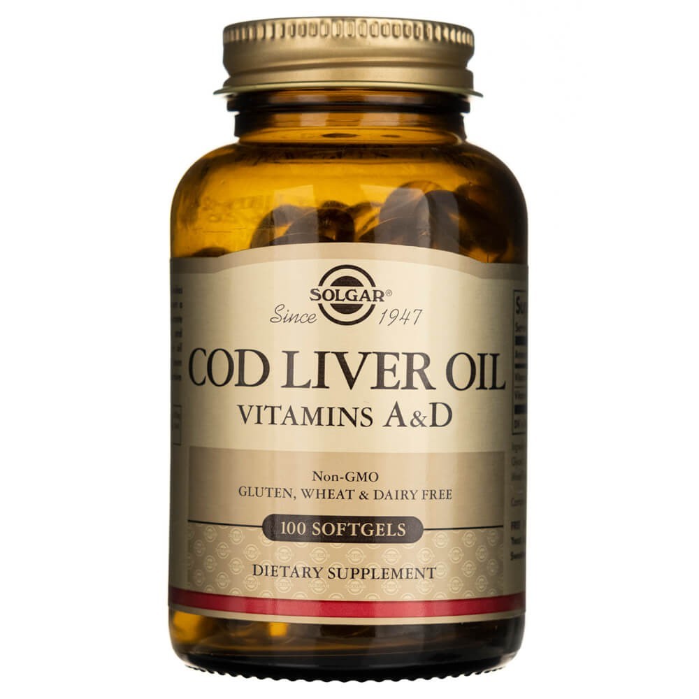 Solgar menkių kepenų aliejus (vitaminas A ir D) - 100 minkštųjų gelių - Magnis.lt