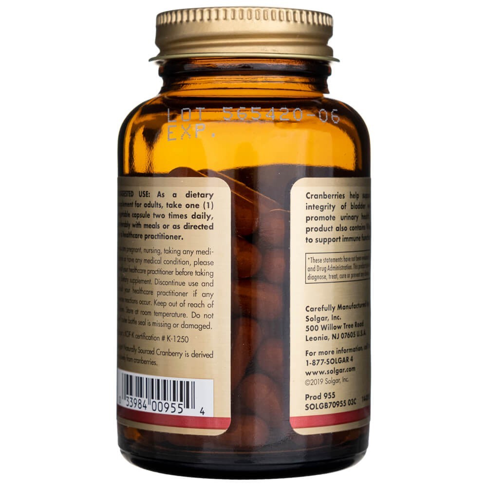 Solgar dabīgās dzērvenes ar C vitamīnu – 60 kapsulas