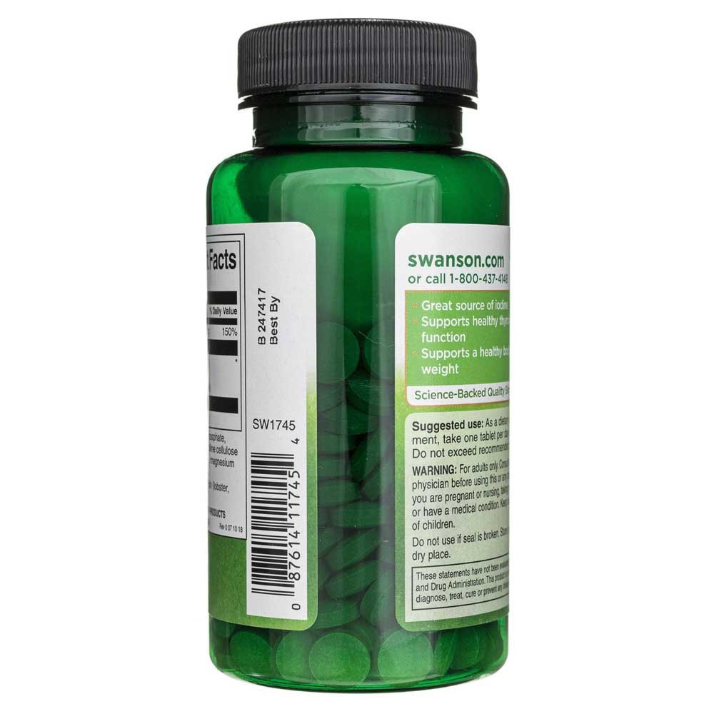 Swanson Kelp jodo šaltinis 225 mcg - 250 tablečių - Magnis.lt