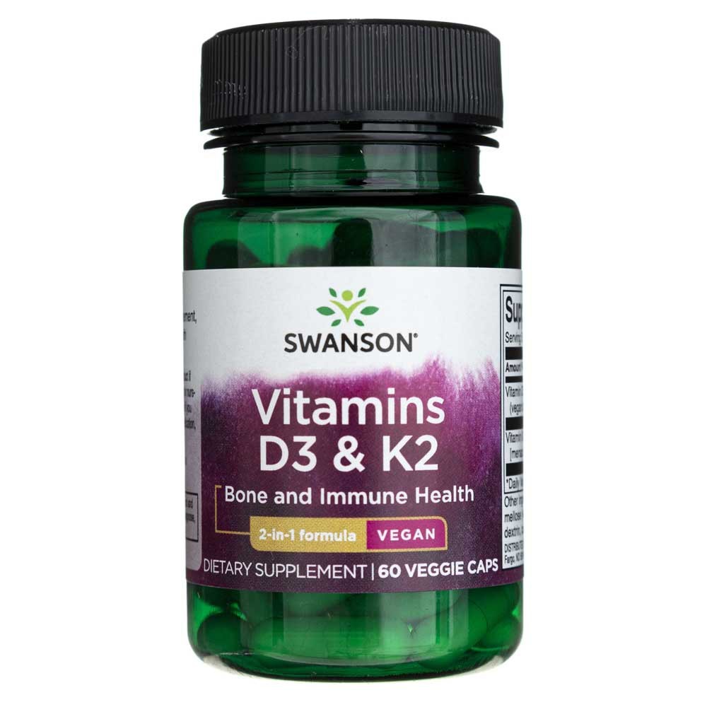 Swanson vitamīni D3 un K2 - 60 kapsulas