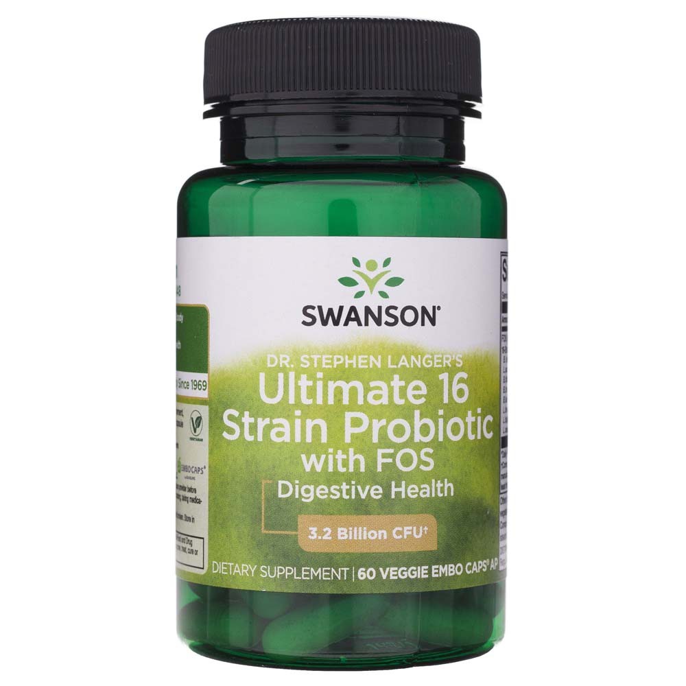 Swanson Ultimate 16 padermių probiotikų su FOS - 60 kapsulių - Magnis.lt