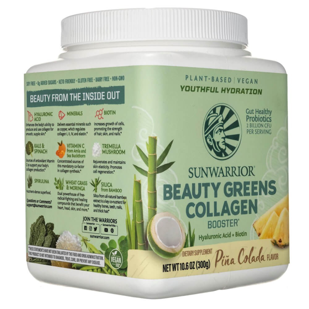 Sunwarrior Beauty Greens kolagēna pastiprinātājs Pina Colada - 450 g