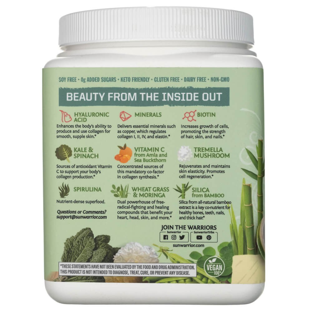 Sunwarrior Beauty Greens kolagēna pastiprinātājs Pina Colada - 450 g