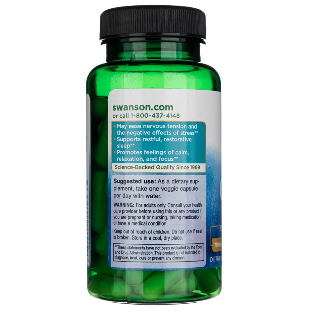 Swanson GABA – maksimālais stiprums 750 mg – 60 kapsulas