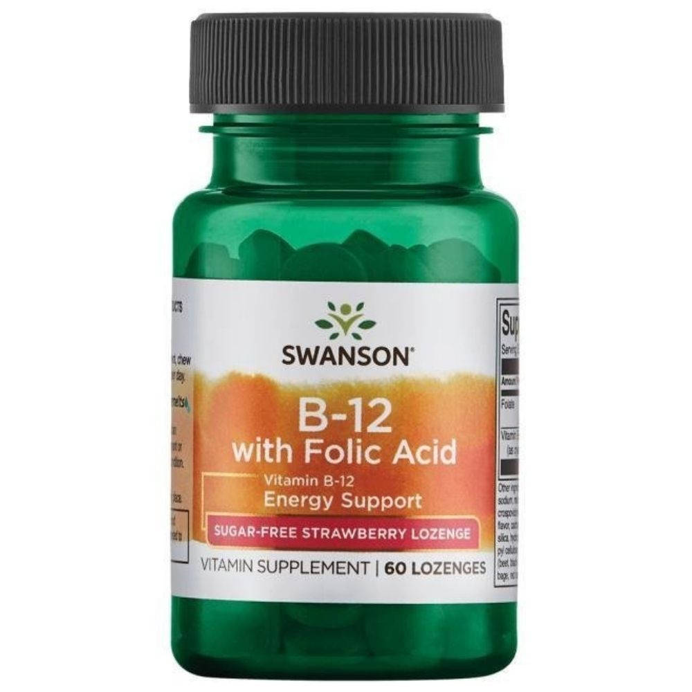Swanson vitamīns B12 500 µg, sūkājamās pastilas, zemeņu - 60 pastilas