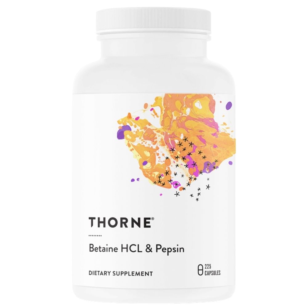 Thorne Research betaīna HCl un pepsīns — 225 kapsulas