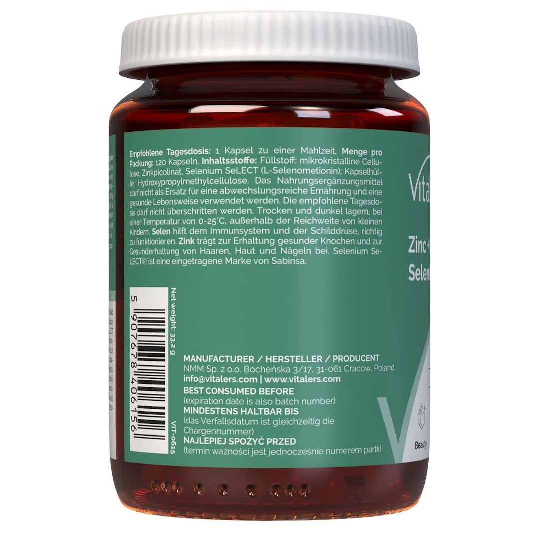 Vitaler's Cinks 15 mg + Selēns 200 mcg - 120 kapsulas