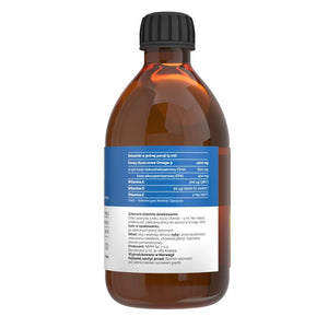 Vitaler Norvēģijas mencu aknu eļļa Omega-3 1200 mg D3 2000 IU, apelsīnu garša, 1200 mg - 250 ml