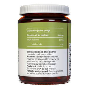 Vitaler Rhodiola Rosea (Rododendrs) 500 mg - 60 kapsulas