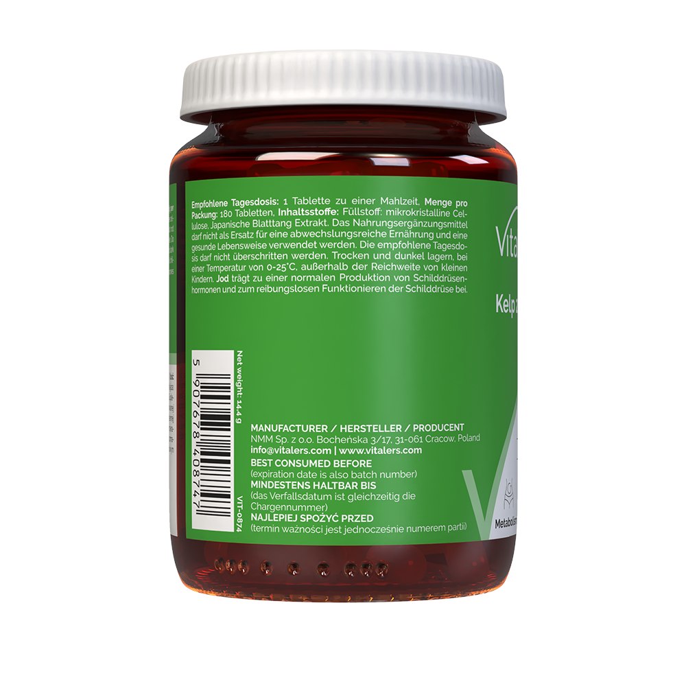 Vitaler's Kelp (jūras kāposts) 20 mg – 180 tabletes