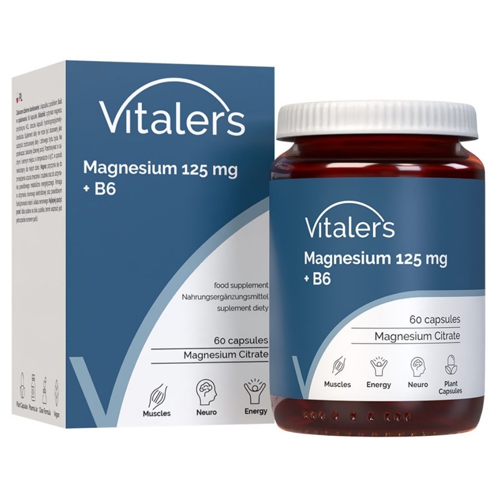Vitaler magnijs 125 mg + B6 vitamīns 6 mg - 60 kapsulas