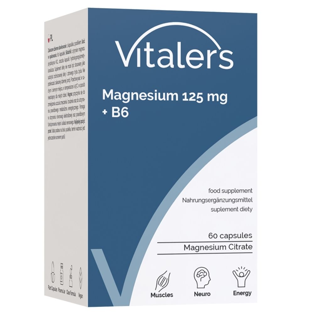 Vitaler magnijs 125 mg + B6 vitamīns 6 mg - 60 kapsulas
