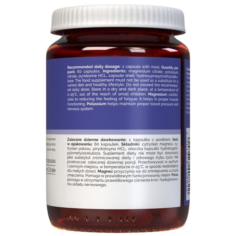 Vitaler's - Magnijs 100 mg + Kālijs 150 mg + B6 6 mg 60 kapsulas
