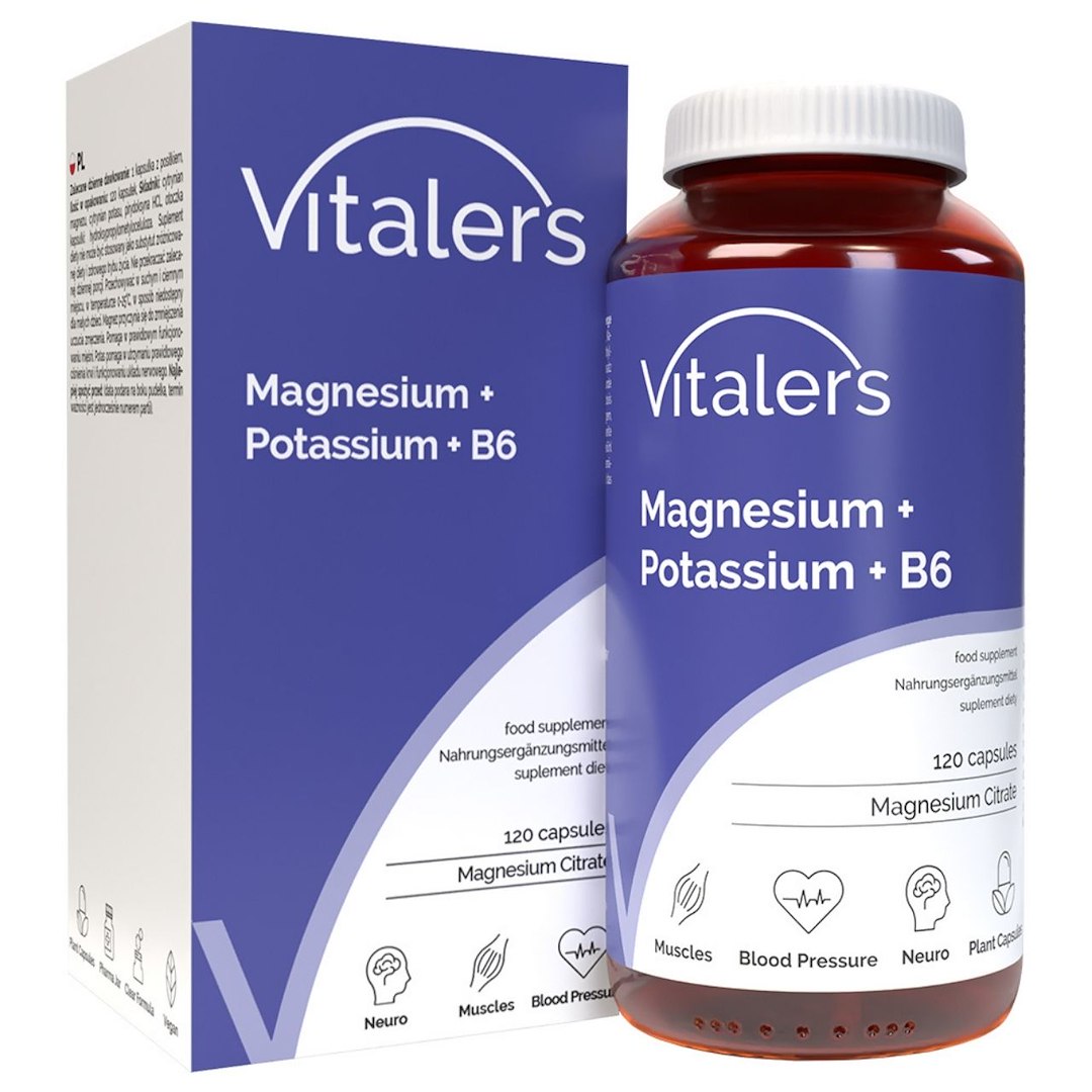 Vitaler magnijs 100 mg + kālijs 150 mg + B6 6 mg - 120 kapsulas
