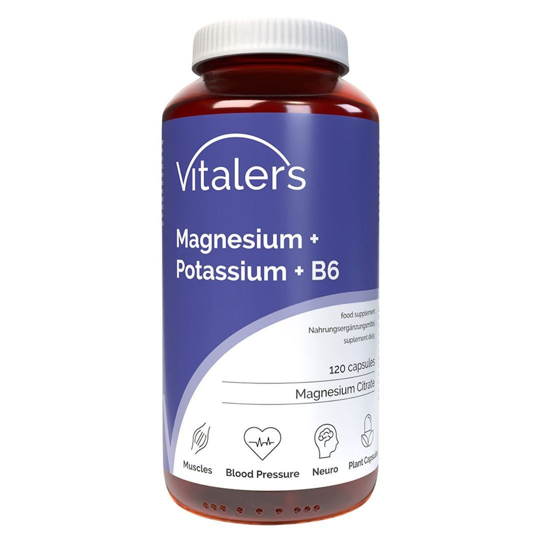 Vitaler magnijs 100 mg + kālijs 150 mg + B6 6 mg - 120 kapsulas