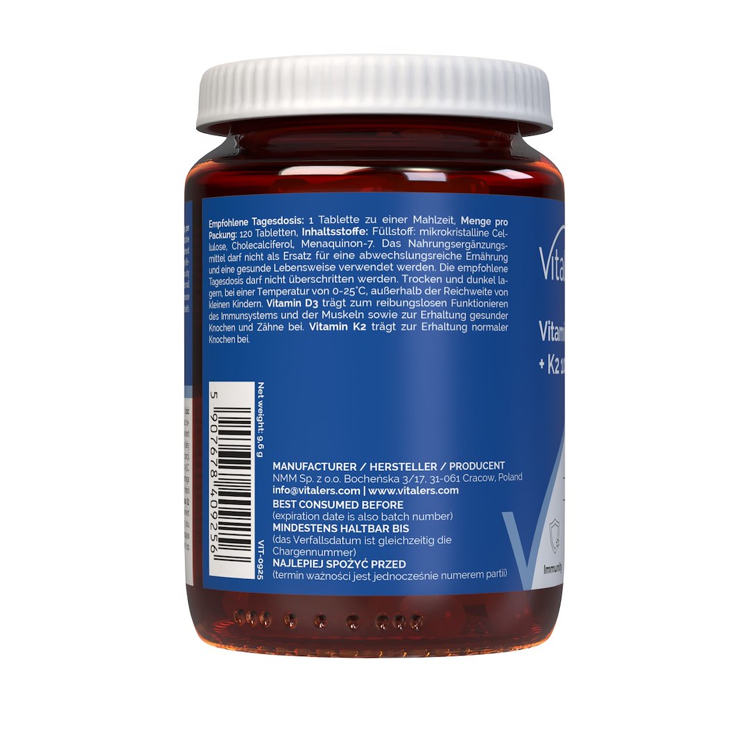 Vitaler D3 vitamīns 4000 SV + K2 100 µg - 120 tabletes