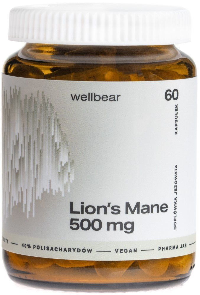 Wellbear Lion's Mane (Hericium erinaceus) 500 mg - 60 kapsulas